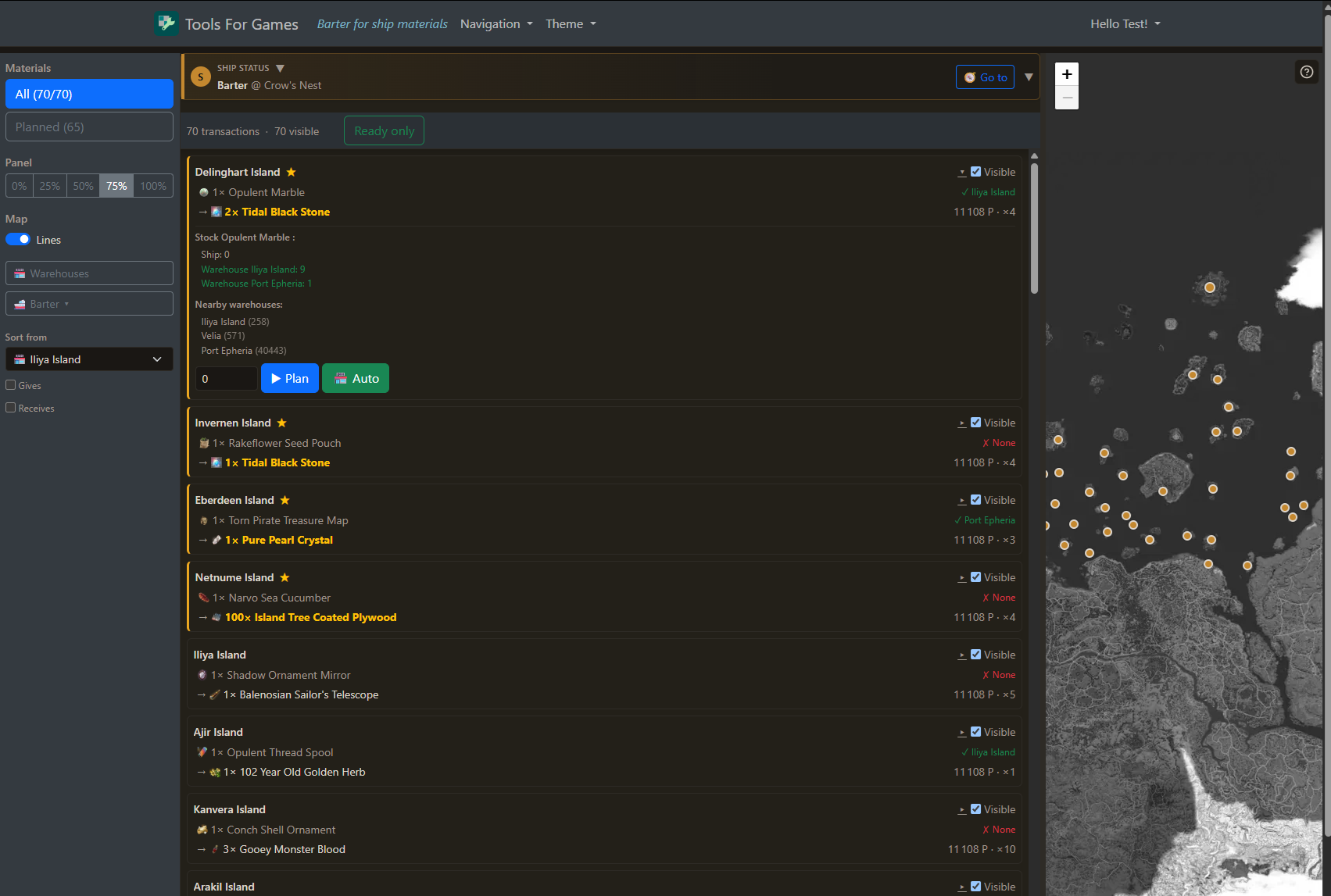 BDO barter material transaction detail screenshot