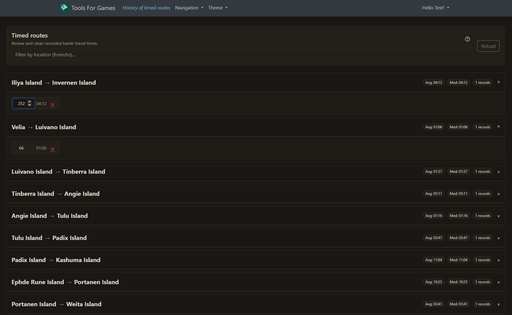 BDO barter timed route expanded records screenshot